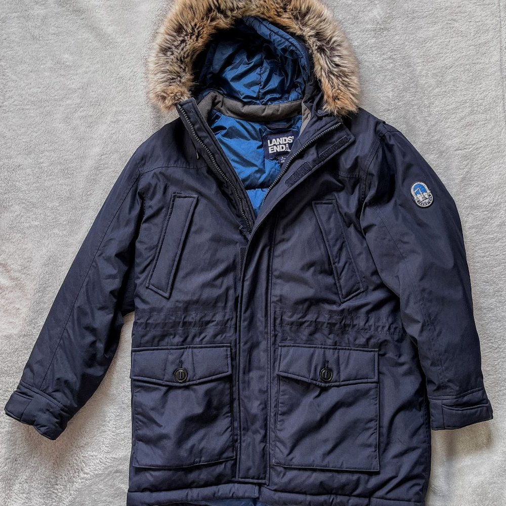 Land's End Men's Primaloft down Parka Size Large 42-44 Blue